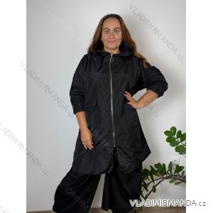 Bunda slabá šusťáková s kapucí dlouhý rukáv dámská nadrozměr (52/54/56 ONE SIZE) ITALSKÁ MÓDA IMSM2651978
