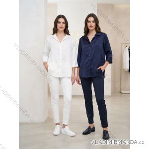 Košile saténová dlouhý rukáv dámské (S/M/L ONE SIZE) ITALSKá MóDA IM3261515/DUR