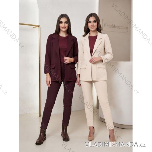 Sako elegantní dlouhý rukáv dámské (S/M/LONE SIZE) ITALSKá MóDA IM326021/DUR S/M/L vínová
