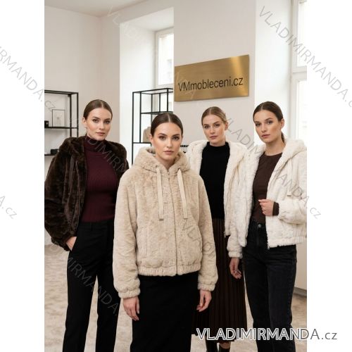 Bunda bomber teddy dlouhý rukáv dámská (S/M/L ONE SIZE) ITALSKÁ MÓDA IMC261009