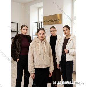 Bunda bomber teddy dlouhý rukáv dámská (S/M/L ONE SIZE) ITALSKÁ MÓDA IMC261009/DUR