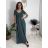 Šaty dlouhé letní krátký rukáv dámské (S/M/L ONE SIZE) ITALSKÁ MÓDA IM425MARIA-M/DU tmavě zelená S/M/L