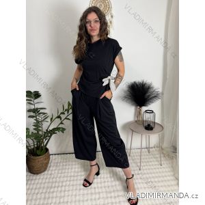 Souprava elegantní halenka krátký rukáv a kalhoty dámské (S/M/L ONE SIZE) ITALSKÁ MÓDA IMC261010/DR