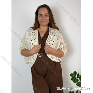 Cardigan krátký na knoflík dlouhý rukáv dámský nadrozměr (46/48/50 ONE SIZE) ITALSKÁ MÓDA IMWBR26001