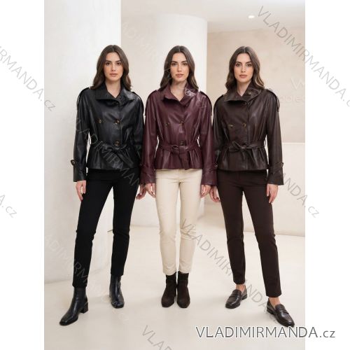 Bunda koženková dlhý rukáv dámska (S/M/L ONE SIZE) TALIANSKA MÓDA IMPLU2667023011
