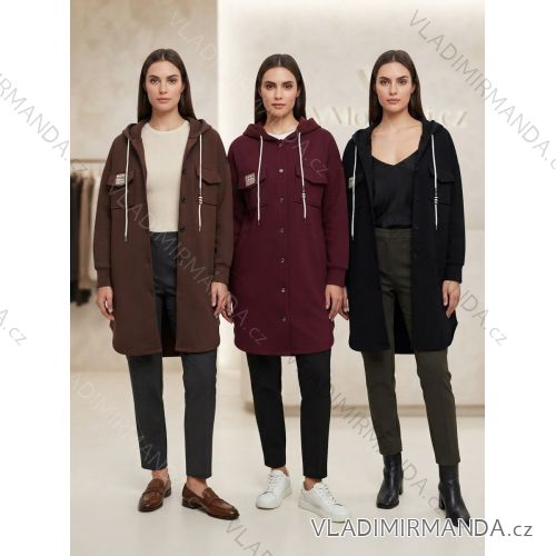 Damen-Lammmantel mit langen Ärmeln und Kapuze (Einheitsgröße S/M/L) ITALIAN FASHION IMWDD24257