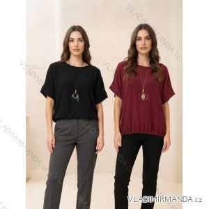Tunika s přívěskem krátký rukáv dámský nadrozměr (48/50/52 ONE SIZE) ITALSKÁ MÓDA IMD261001/DUR
