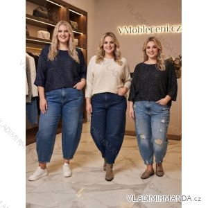 Svetr pletený 3/4 dlouhý rukáv dámský nadrozměr (54/56/58 ONE SIZE) ITALSKÁ MÓDA IM426277/DUR