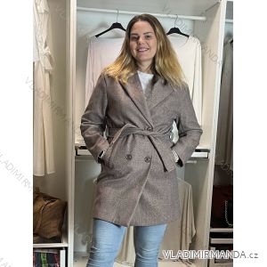 Kabát teplý s páskem dlouhý rukáv dámský (S/M/L ONE SIZE) ITALSKÁ MÓDA IMC261002