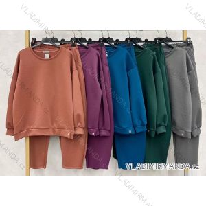 Souprava elegantní halenka a kalhoty dámské nadrozměr (50/52/54 ONE SIZE) ITALSKÁ MÓDA IM426353