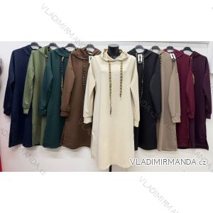 Šaty mikinové dlhý rukáv dámske nadrozmer (54/56/58 ONE SIZE) TALIANSKA MÓDA IM426368