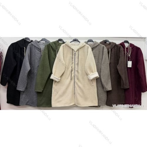 Kabát teplý dlhý rukáv dámsky nadrozmer (54/56/58 ONE SIZE) TALIANSKA MÓDA IM426369