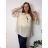 Summer dress oval short sleeve women's oversized (50/52/54 ONE SIZE) ITALIAN FASHION IM425011 50/52/54 beige
