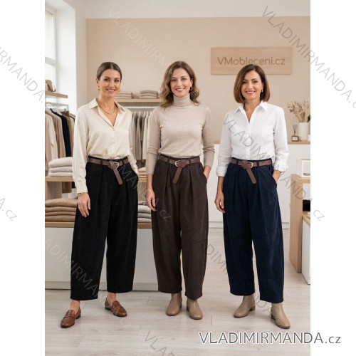 Nohavice manžestrové dlhé s páskem dámske (S/M/L ONE SIZE) TALIANSKA MÓDA IMSM2655261/DUR S/M/L tmavo modrá