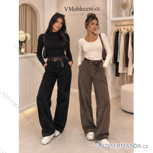 Kalhoty manžestrové dlouhé s páskem dámské (S/M/L ONE SIZE) ITALSKÁ MÓDA IMSM2685318/DU