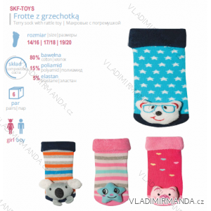 Ponožky s chrastítkem froté teplé kojenecké dívčí a chlapecké (14-20) YO! SKF-TOYS-CHRASTITKO