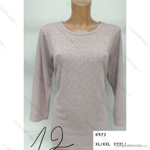 Tričko s kamínky dlouhý rukáv dámské (l-3xl) ERBOSSI PM117K973