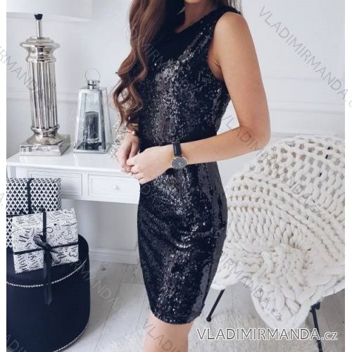 Šaty elegantní dámské s flitry (uni s-l) ITALSKá MODA IM917390