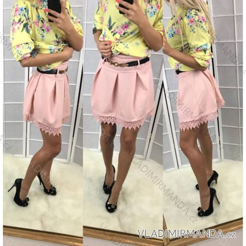 Sukňa s opaskom a čipkou dámska (sl) TALIANSKÁ MÓDA IM918076
