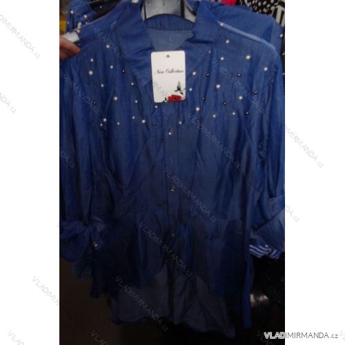 Šaty alá košile 3/4 dlouhý rukáv dámské s perličkami (uni s-l) ITALSKá MóDA IM9186817