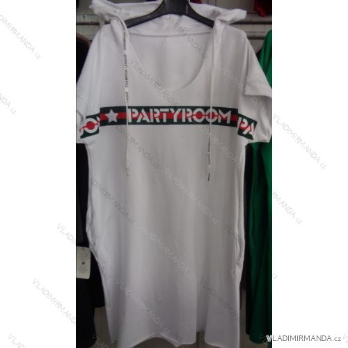 Tunika -šaty s kapucí bavlněná  krátký  rukáv dámská  (uni ,s-l)  ITALSKá MODA IM718085