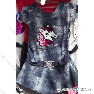 Šaty krátký rukáv s flitry dětské dívčí TUZZY turecká moda tm21804