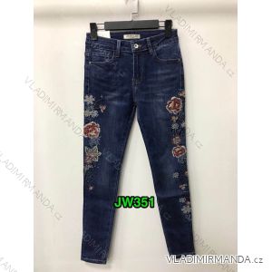 Rifle jeans úzké dlouhé květy dámské (xs-xl) JEWELLY LEXXURY JW351