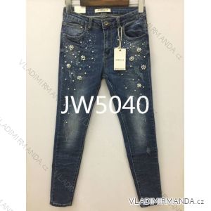 Rifle jeans úzké dlouhé s perličkami dámské (xs-xl) JEWELLY LEXXURY JW5040