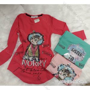 T-shirt long sleeve with sequins baby girl (128-146) ITALIAN MLADA MODE IMM2184860
