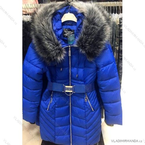 Kabát dlhý zimný dámsky prešívaný s kožušinkou (s-2xl) Poľsko MODA PM2181842