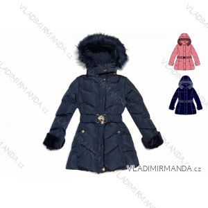 Bunda kabát zimné prešívaný s kožušinkou detský dorast dievčenské (8-16let) KUGO JK1807