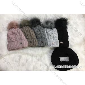 Čiapka s brmbolcom a šálom zimná dámska (one size) Poľsko ESI182