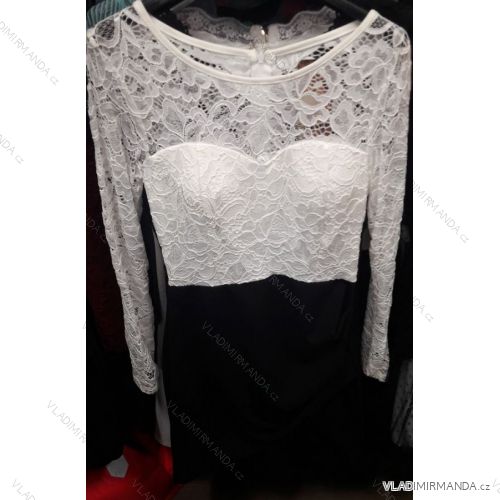 Elegantes kurzes Damenkleid mit Spitze (uni s / m) ITALIENISCHE MODA IM919025
