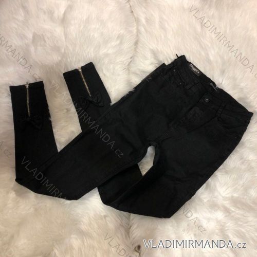Rifle jeans s mašličkou a zipsom na nohavici dámske (34-42/XS-XL) Gourde LEU18BK2191-1