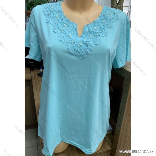 Tričko tunika krátky rukáv dámske (M-3XL) POĽSKÁ MÓDA PM119016