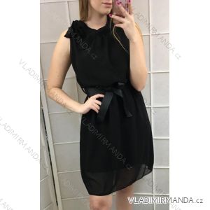 Summer Sleeveless Dress Short with Ribbon on Shoulder (uni s / m) ITALIAN MODE IM919622
