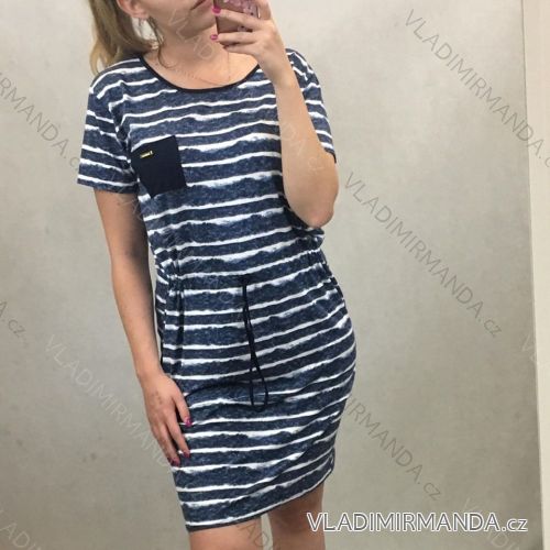Šaty letné krátky rukáv so šnúrkou dámske (46-52) POĽSKÁ moda PM519011