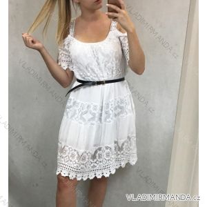 Šaty letní s odhalenými rameny krátký rukáv krajka dámské (uni m/l) ITALSKá MóDA IM1419005