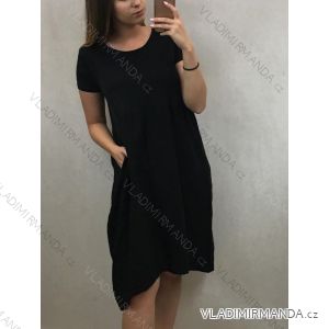 Šaty krátký rukáv letní dámské s kapsami (Uni M/L) ITALSKÁ MÓDA IM819133