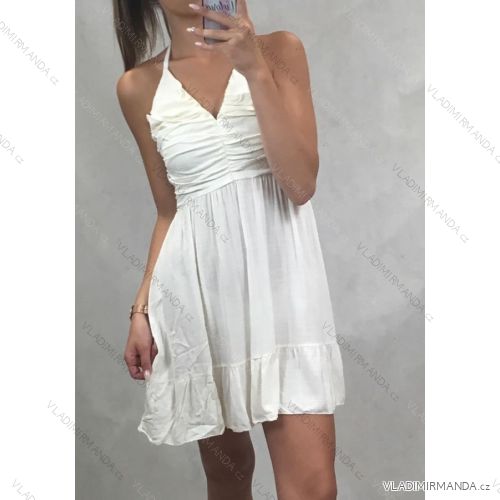 Šaty na ramínka krátké letní dámské za krk (uni xs/s) ITALSKÁ MÓDA IM919275