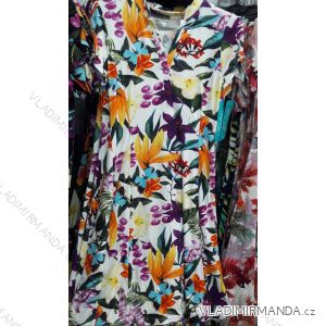 Šaty krátký rukáv květované dámské nadrozměrné (m-3xl) POLSKá MÓDA PM119192