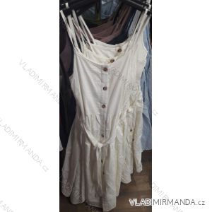Šaty lněné krátké na ramínka s knoflíky dámské (uni s/m) ITALSKá MóDA IM91978