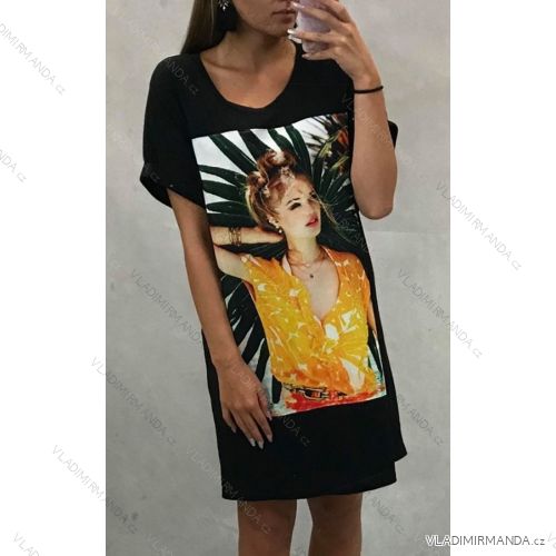 Šaty letní  krátký rukáv dámské nášivka oversize (uni m/l) ITALSKá MóDA IM819020
