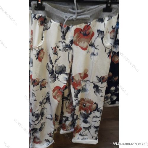 Tepláky dámské květované nadrozměrné (uni xl-xxl) ITALSKá MóDA IM1219063