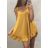 Sommerkleid mit nackten Schultern Kurzarm Spitze Frauen (uni m / l) ITALIENISCHER MODUS IM119100 Senf
