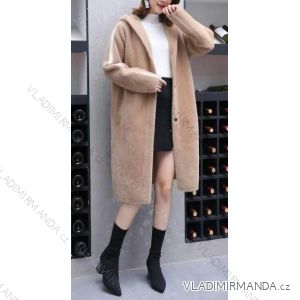Kabát ALPACA  dlouhý rukáv dámský flaušový (S-2XL) POLSKÁ MÓDA PM219002