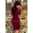 Lace dress with neckline - Burgundy color

