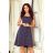 241-1 STELLA Dress with a neckline - dark blue in polka dots
