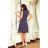 241-1 STELLA Dress with a neckline - dark blue in polka dots
