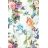 245-1 Langes Kleid mit Rüschen und Dekolleté - bunte Rosen und blaue Vögel
